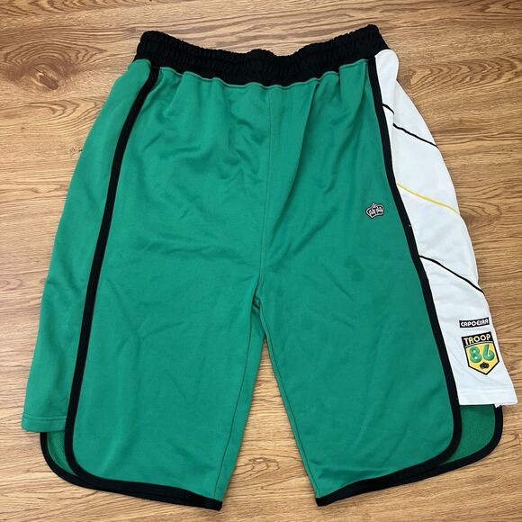 Troop Men’s Swingman Basketball Shorts Capoeira Green White Patched Sz XL - Picture 1 of 9